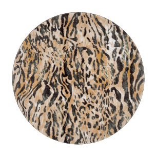 Colourful Leopard Metre Textile Pattern Cutting Board