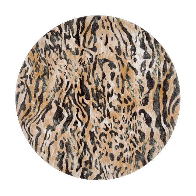 Colourful Leopard Metre Textile Pattern Cutting Board (Front)