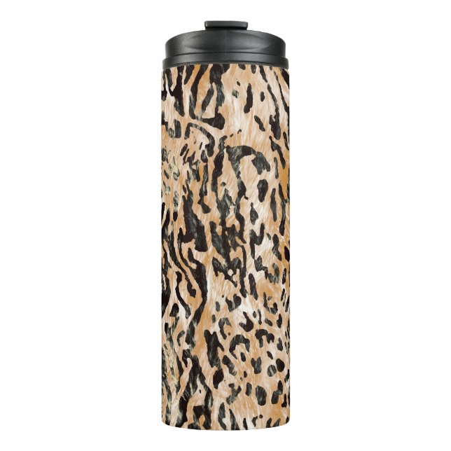 Colourful Leopard Metre Textile Pattern Thermal Tumbler (Front)