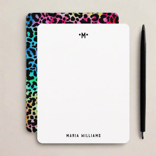 Colourful Leopard Pattern Animal Print Monogram Card