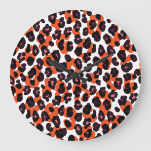 Colourful Leopard Pattern: Seamless Design. Large Clock