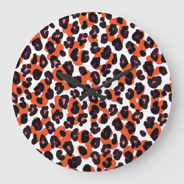 Colourful Leopard Pattern: Seamless Design. Large Clock (Front)