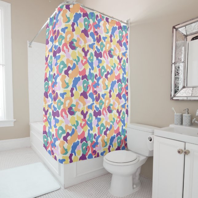 Colourful Leopard Pattern Shower Curtain (In Situ)