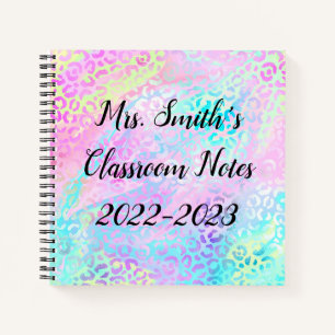 Colourful Leopard Print Back To School Monogram  N Notebook