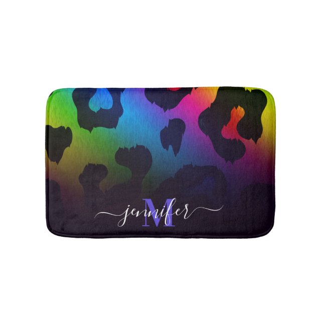 Colourful Leopard Print Bath Mat (Front)