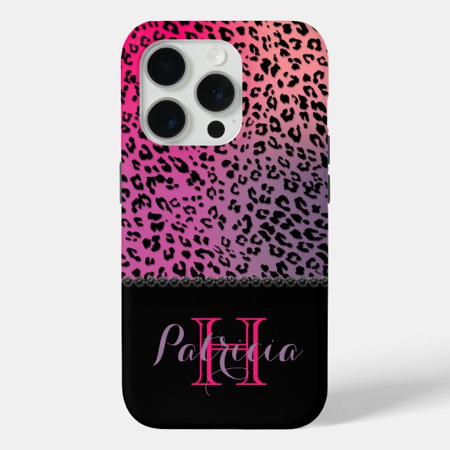 Colourful Leopard Print & Black Diamonds Case-Mate iPhone Case (Back)