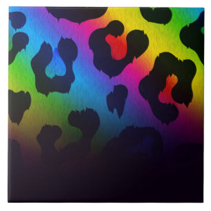 Colourful Leopard Print Ceramic Tile
