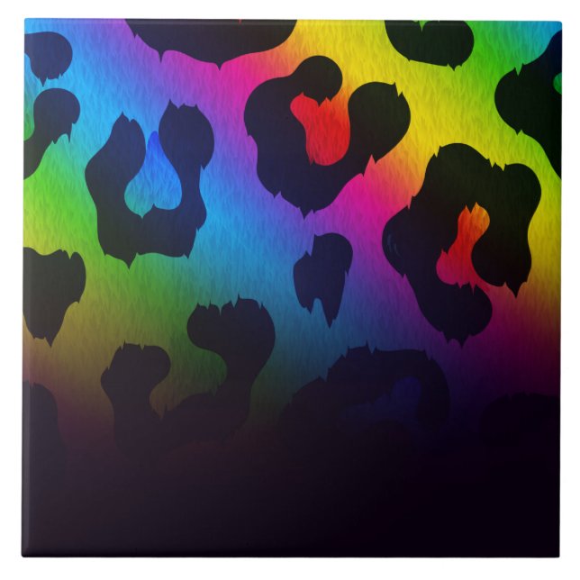 Colourful Leopard Print Ceramic Tile (Front)