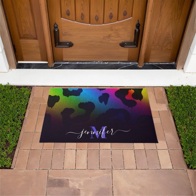 Colourful Leopard Print Doormat (Outdoor)