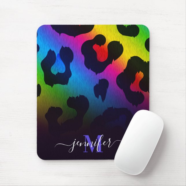 Colourful Leopard Print Mouse Pad (With Mouse)