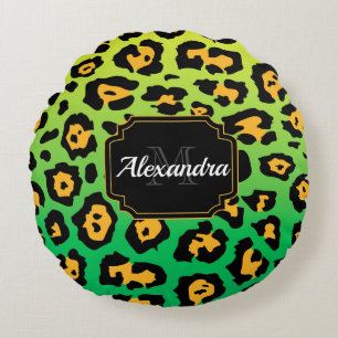 Colourful Leopard Print Round Cushion
