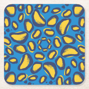 Colourful leopard print, seamless texture. square paper coaster