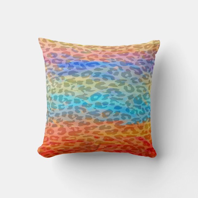Colourful Leopard Print Skin Cushion (Front)