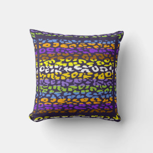 Colourful Leopard Print Skin Stripe Pattern Cushion