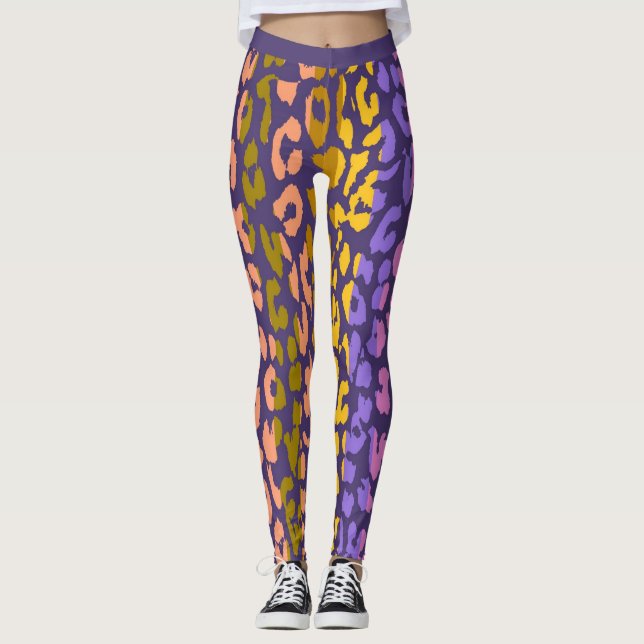 Colourful Leopard Skin Pattern #10 Leggings (Front)