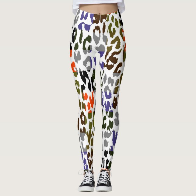 Colourful Leopard Skin Pattern #20 Leggings (Front)