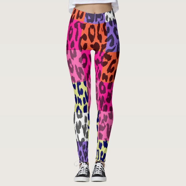 Colourful Leopard Skin Pattern #25 Leggings (Front)
