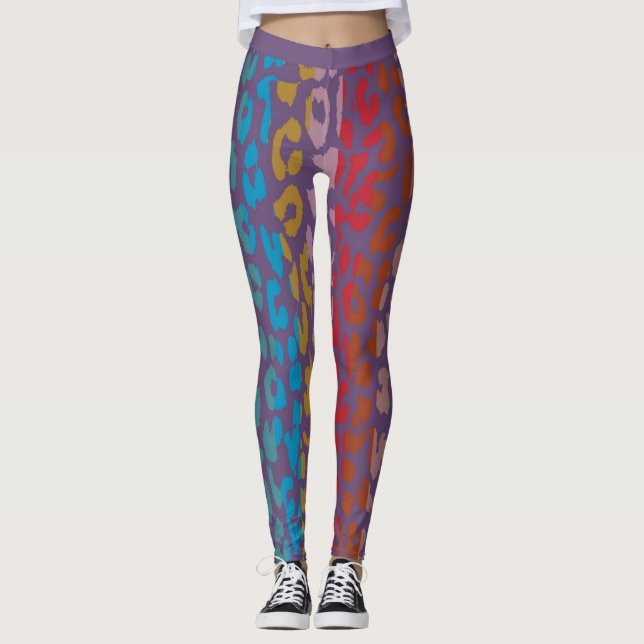 Colourful Leopard Skin Pattern #6 Leggings (Front)