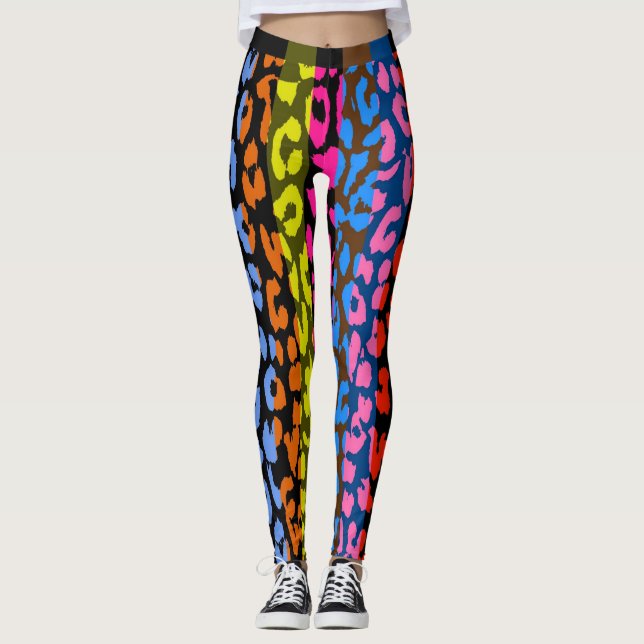 Colourful Leopard Skin Pattern #8 Leggings (Front)