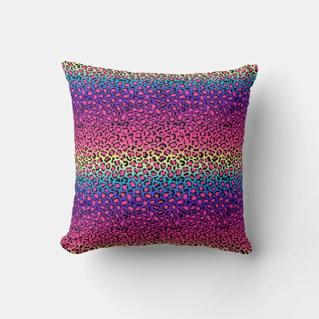 Colourful leopard skin pattern cushion (Front)