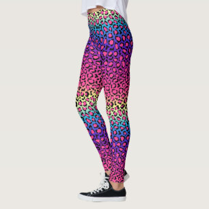 Colourful leopard skin pattern leggings