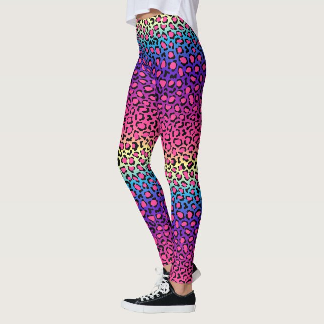 Colourful leopard skin pattern leggings (Left)