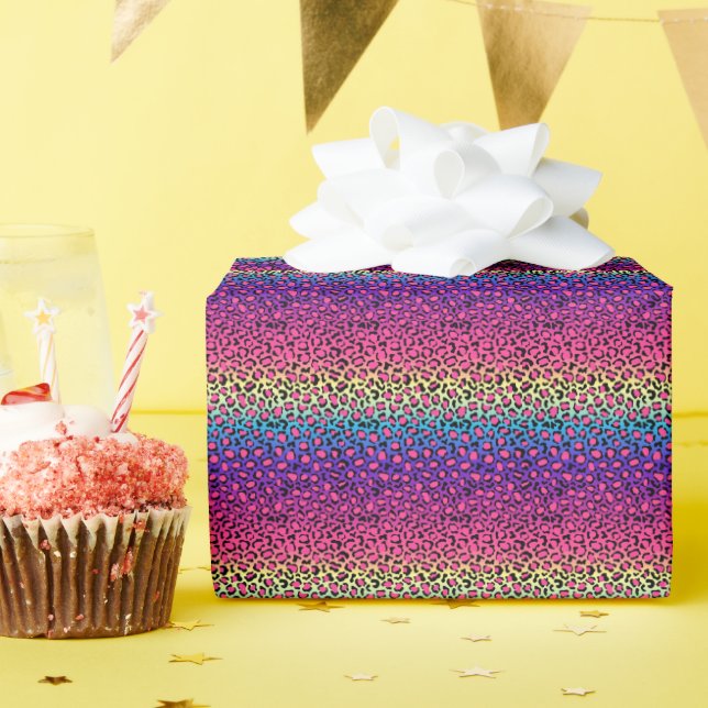 Colourful leopard skin pattern wrapping paper (Birthday Party)