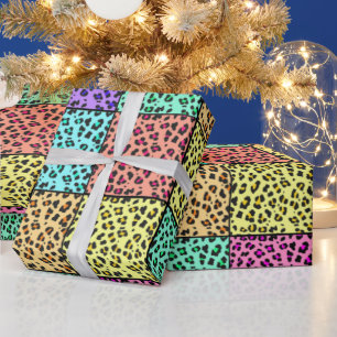 Colourful Leopard Spots pattern Animal Collage art Wrapping Paper