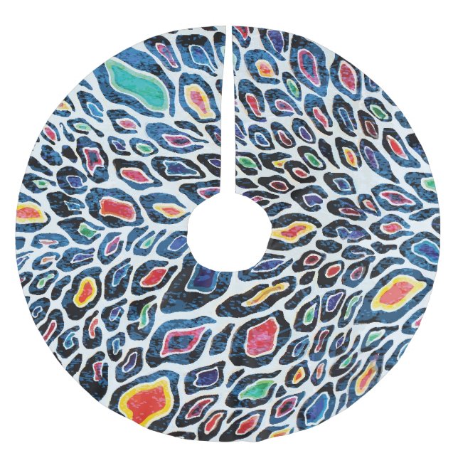 Colourful Leopard: Vibrant Texture Print Brushed Polyester Tree Skirt (Front)