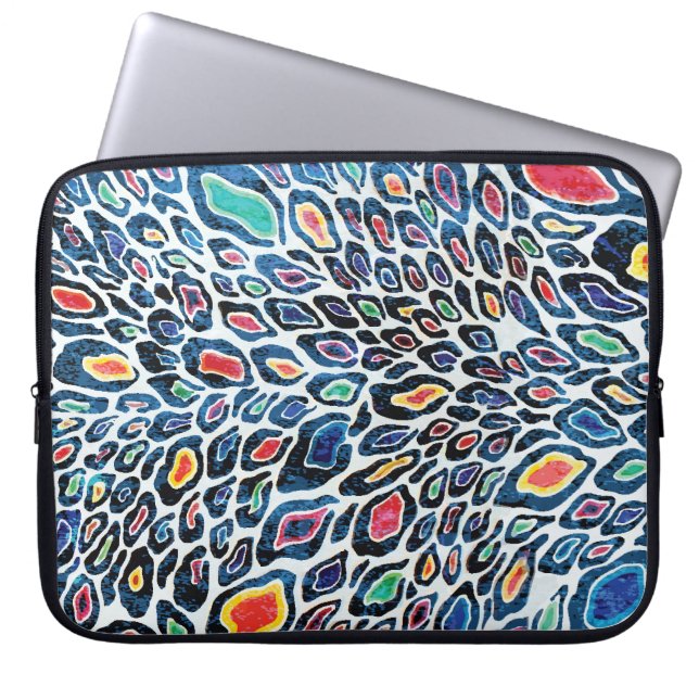 Colourful Leopard: Vibrant Texture Print Laptop Sleeve (Front)