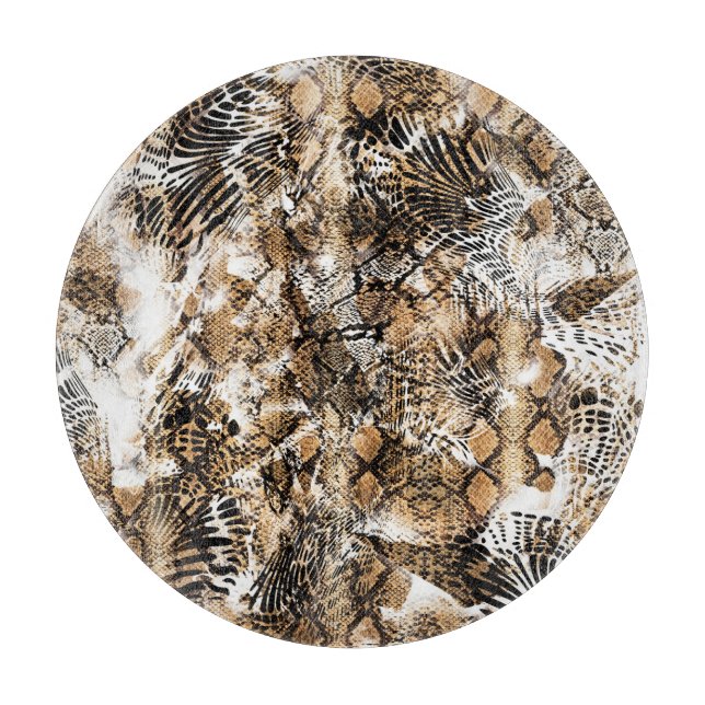 Colourful Leopard Zebra Camouflage Pattern Cutting Board (Front)