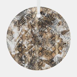 Colourful Leopard Zebra Camouflage Pattern Glass Tree Decoration