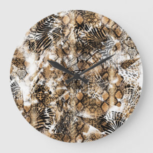 Colourful Leopard Zebra Camouflage Pattern Large Clock