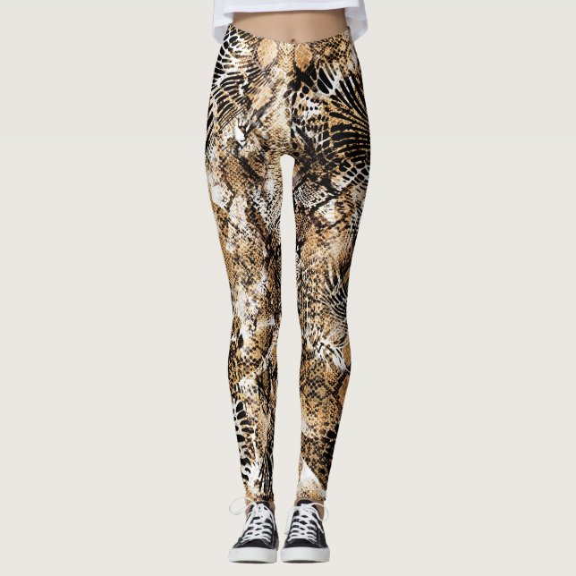 Colourful Leopard Zebra Camouflage Pattern Leggings (Front)