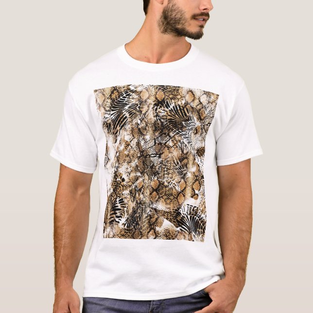 Colourful Leopard Zebra Camouflage Pattern T-Shirt (Front)