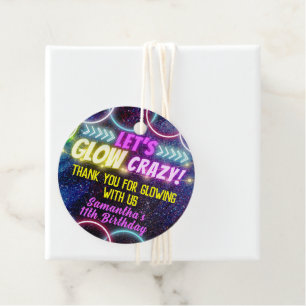 Colourful Let's Glow Crazy Neon Lights Party Favour Tags