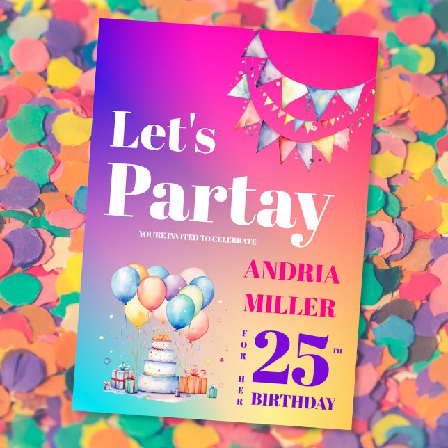 Colourful Let's Party Birthday Invitation (Creator Uploaded)