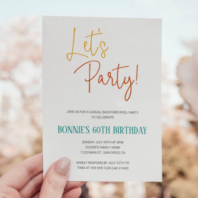 Colourful Let's Party Casual Backyard Birthday Invitation (Creator Uploaded)