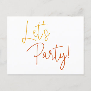Colourful Let's Party Informal Wedding Reception Postcard