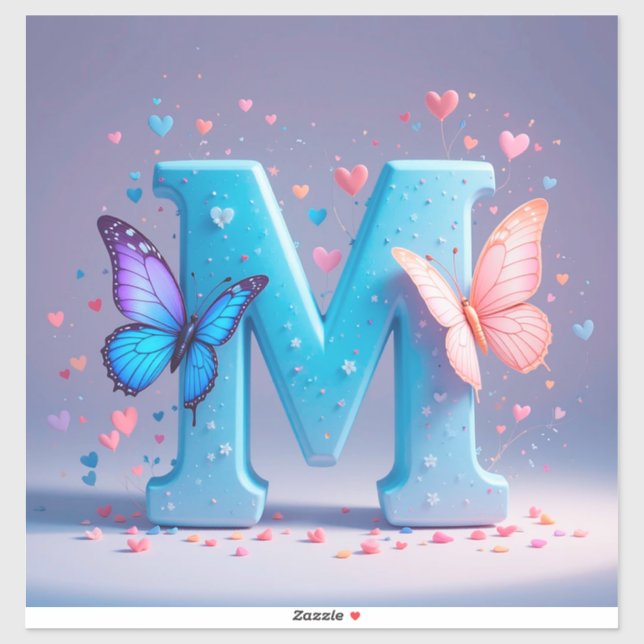 Colourful Letter M with Butterflies (Sheet)