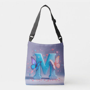 Colourful Letter M with Butterflies Crossbody Bag