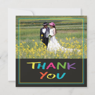 Colourful "Letter with a Heart" Wedding Photo Thank You Card
