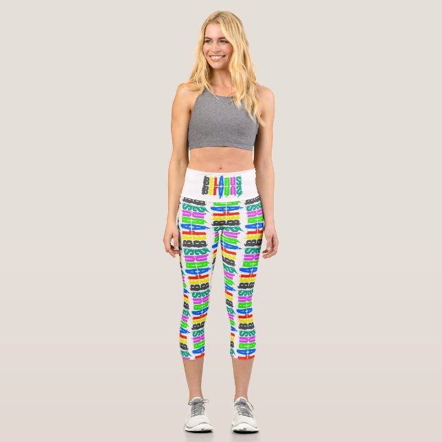 Colourful Letters Happy Belarus Workout Leggings (Front)