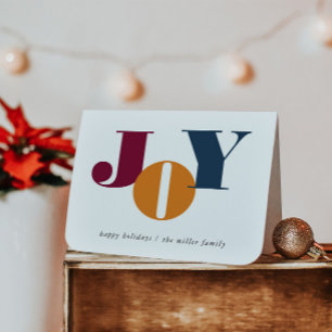 Colourful Letters Joy Holiday Folded Greeting Card