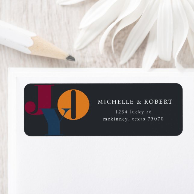 colourful letters joy holiday Return Address Label (Insitu)