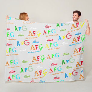 Colourful Letters Name & Initials Fleece Blanket