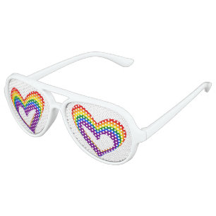 Colourful LGBT Gay Pride Love Rainbow Hearts Aviator Sunglasses