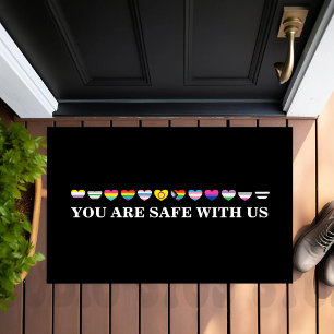 Colourful LGBT Hearts You Are Safe With Me LGBTQ Doormat