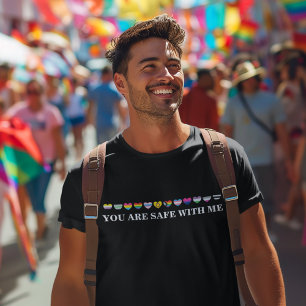 Colourful LGBT Hearts You Are Safe With Me LGBTQ T-Shirt