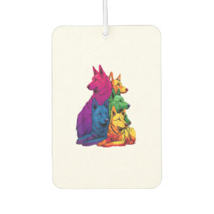 Colourful LGBT Pride German Shepherd Dog Pile Car Air Freshener